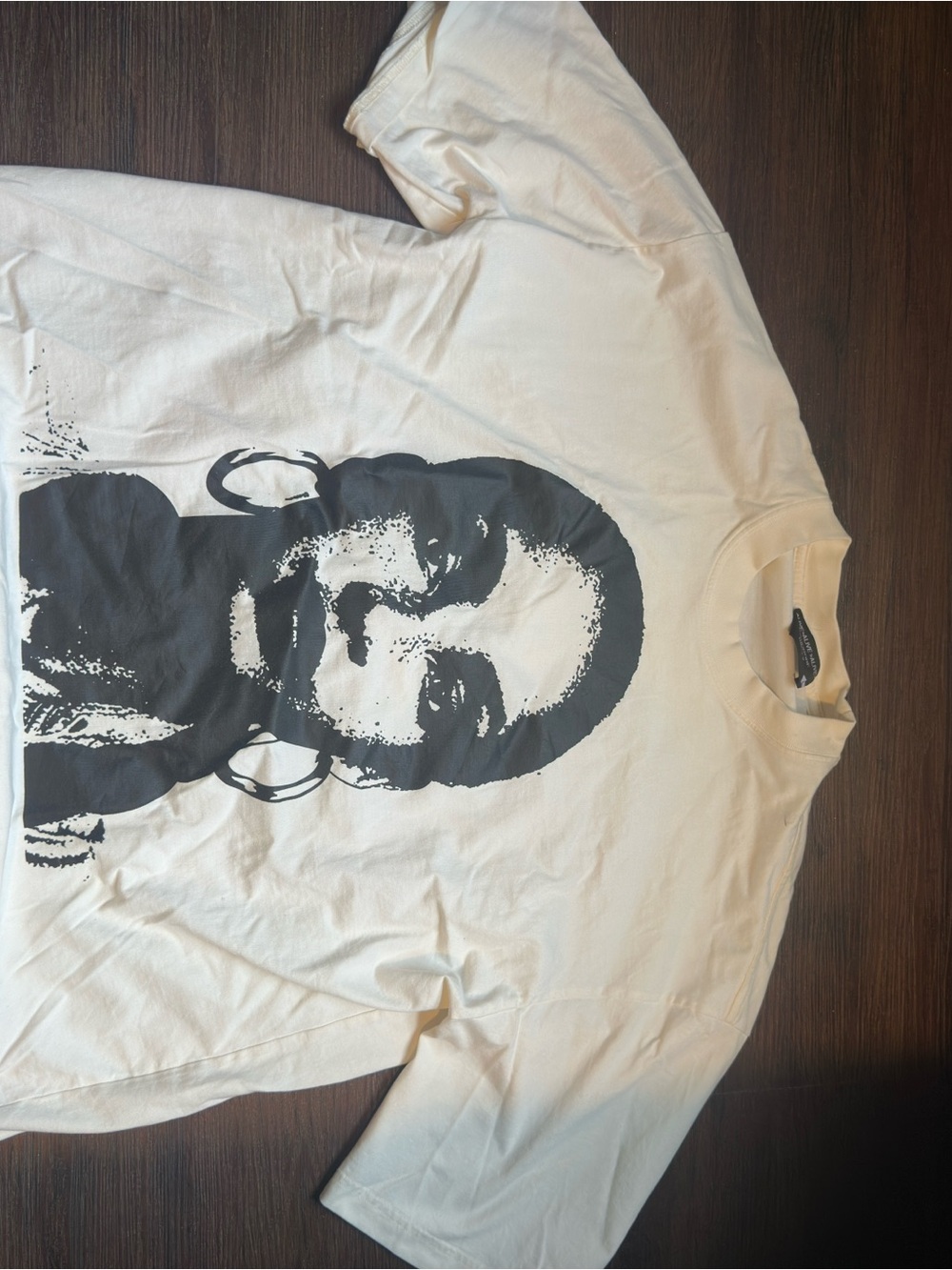 Forever 21 Cream Short-Sleeve Tee with Black Portrait Print